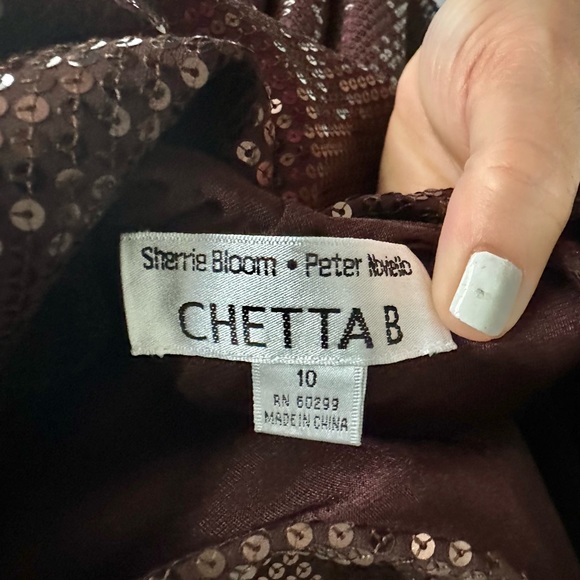 Chetta B sequin chocolate dress size 10 stretchy nwot - Picture 6 of 6